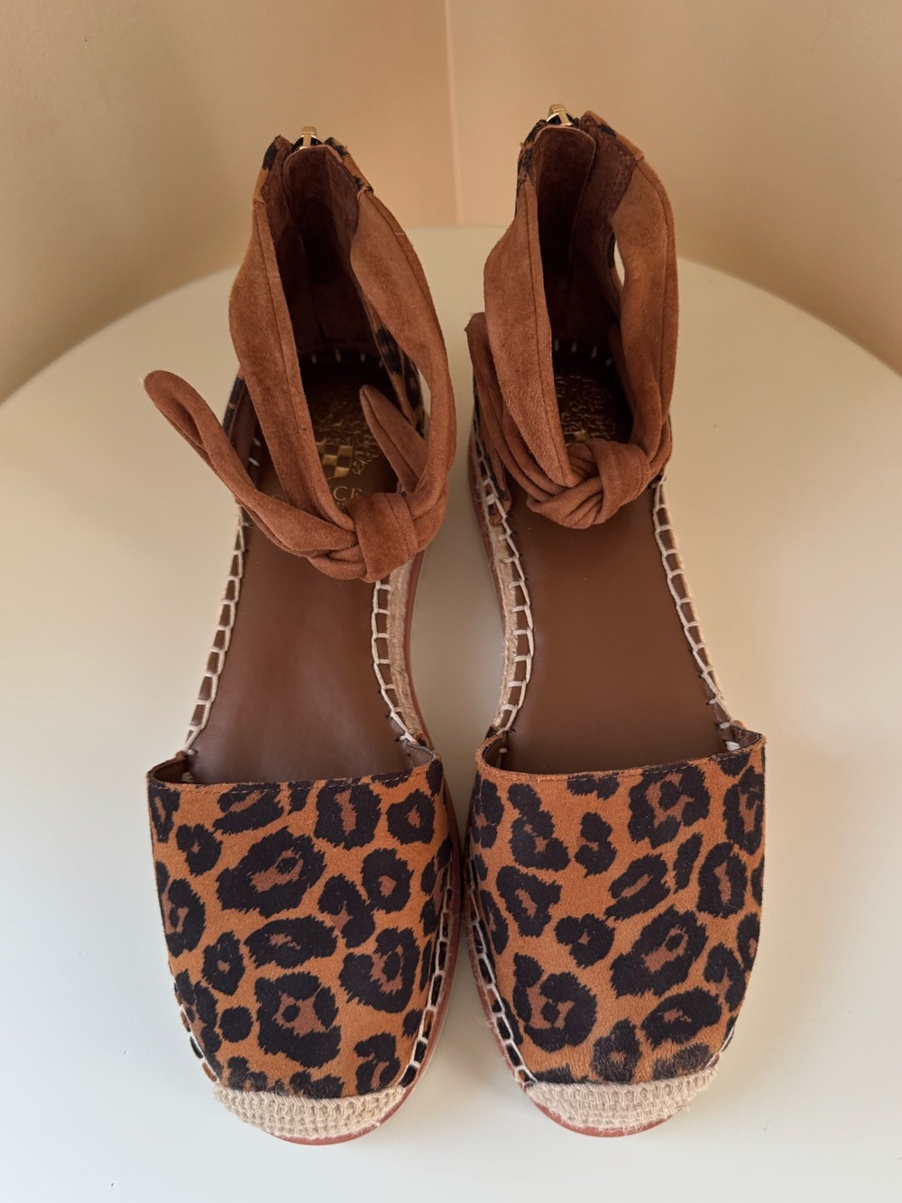 Vince Camuto Binadee Ankle Tie Leopard Print Platform Espadrilles, 6.5